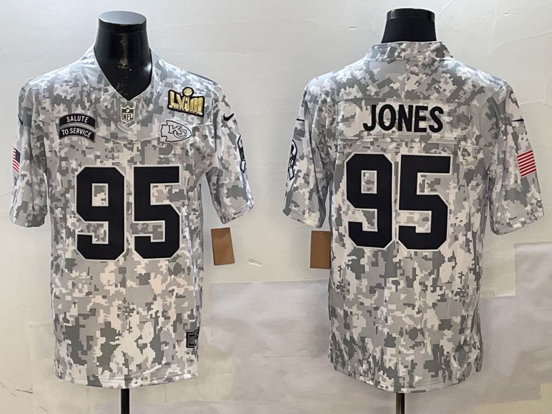 Men Kansas City Chiefs #95 Jones Camo 2025 Nike Salute to Service Limited NFL Jersey style 2